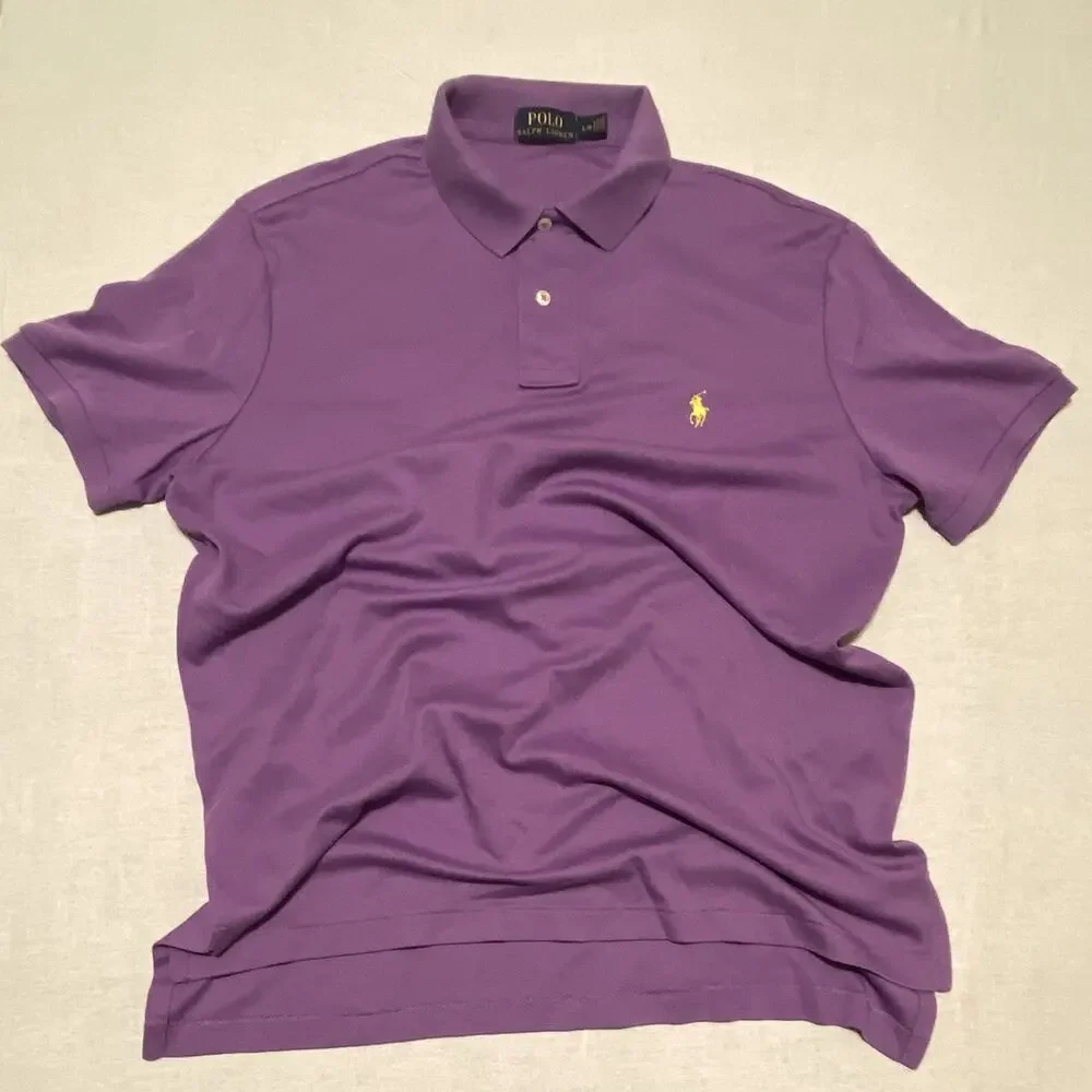 Polo Ralph Lauren Purple Solid Polo Shirt Men’s L Short Sleeve Button Logo